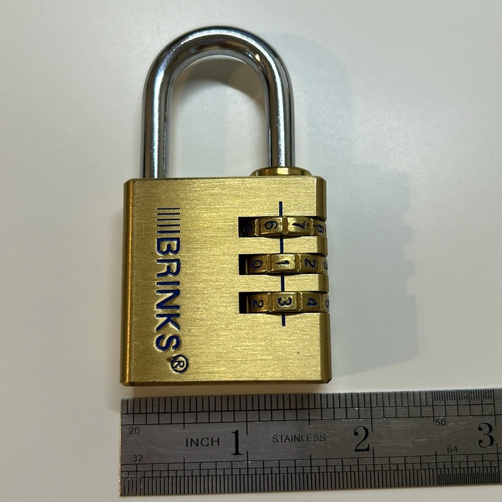 Brinks solid brass 3 dial resettable padlock - Picture 3 of 5